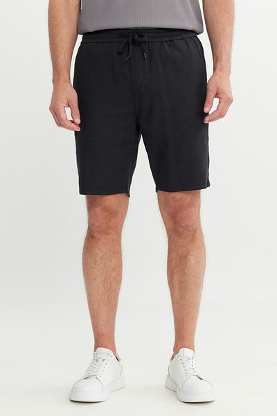 AC&Co / Altınyıldız Classics Ανδρικό μαύρο 100% βαμβακερό σορτς με δέσιμο στη μέση