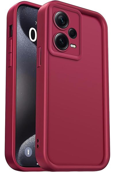 Fibaks Xiaomi Redmi Note 12 Pro 5g Case Camera Protected Soft Textured Shock Absorbing Burgundy Silicone Cover