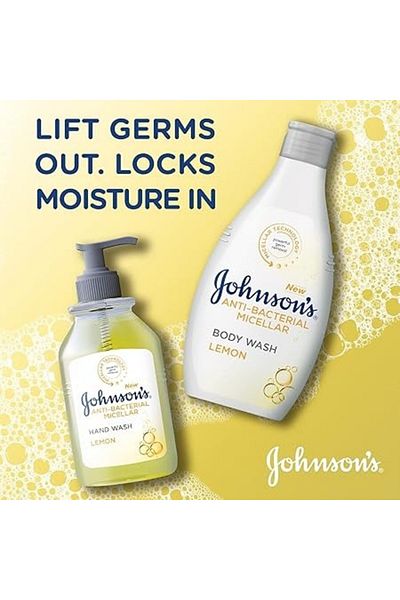 Johnson & Johnson غسول للجسم ميسيلار مضاد للبكتيريا برائحة الليمون 400 مل تنظيف عميق وحماية من الجراثيم يوميًا