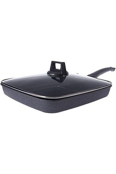 ALSAIF Square Breakfast Pan 3-in-1 By New Life, Marble Gray Color, 32 Cm