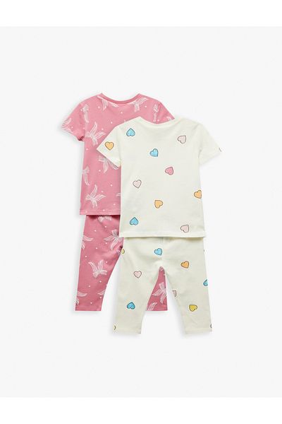 Koton Cotton Heart and Bow Printed 2 Piece Leggings and T-Shirt Set
