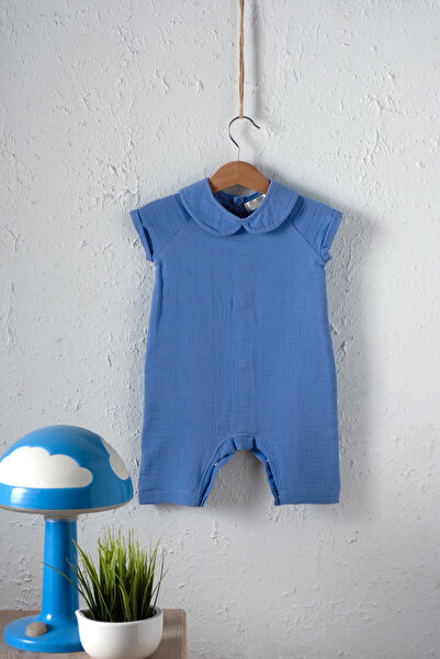 Montisu Salopetă din muselină pentru bebeluși cu închidere cu apăsare, model confortabil