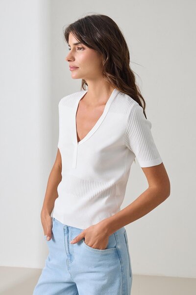 Setre Πλεκτή μπλούζα με κοντό μανίκι με λαιμόκοψη σε σχήμα V