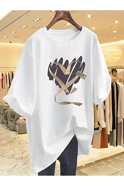 LAND MODA 100% αγνό κοντομάνικο μπλουζάκι για γυναίκες, μοντέρνο oversized ca...