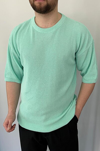 VİP LOKAL Πλεκτό μπλουζάκι Mint Green Oversize