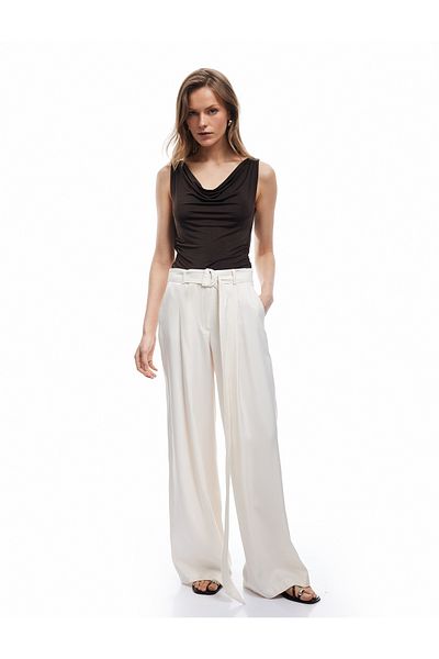 Koton Bluză fără mâneci cu decolteu în formă de A Sandy Fabric Slim Fit cu accesorii