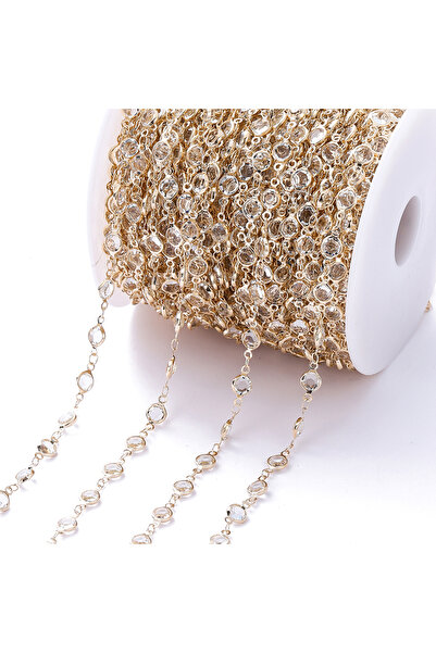 Choice سلسلة من خرز الكريستال الملون بطول متر واحد و6 مم من الذهب الشفاف KC، ...