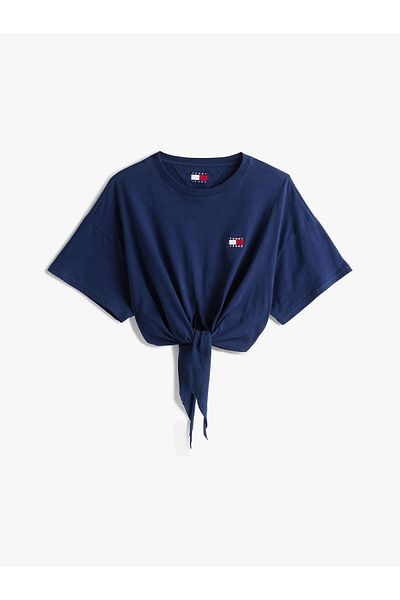 Tommy Jeans Women's Navy Blue Knot Detailed Logo T-Shirt