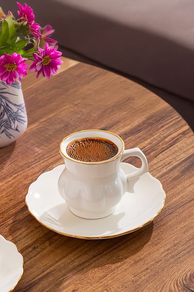 Perotti 4311 Emery 12 Piece 6 Personality Gold Gilded Porcelain Turkish Coffee Cup Set 100 ml
