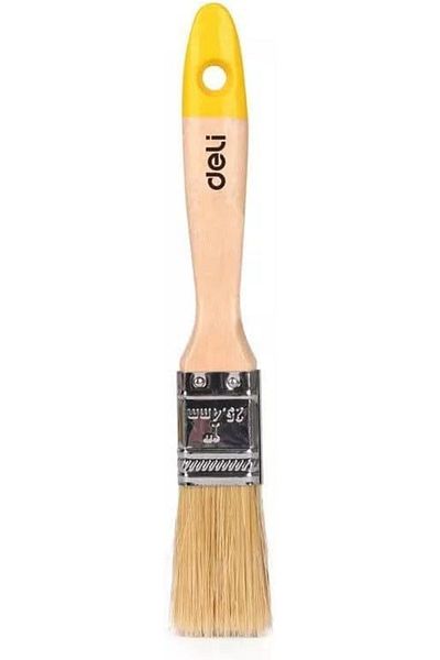 Deli Wooden Handle Paint Brush, 1-Inch Size, Milky White