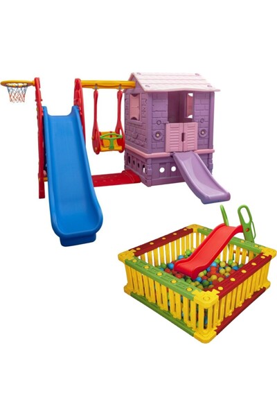 MUPARK Oyun Evi Büyük Set + Top Havuzu Tam Set | Anaokulu & Kreş İçin Eğlenceli Oyun Alanı