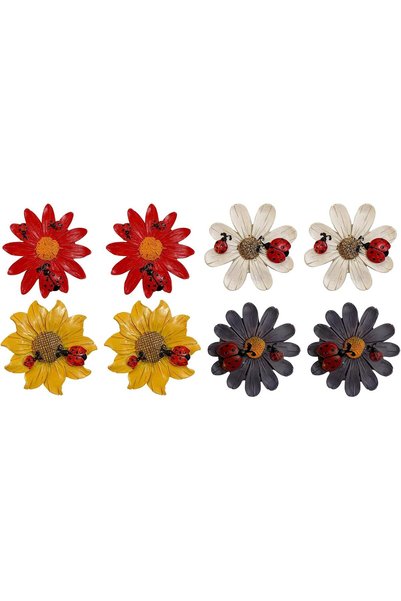 Arabest Sunflower 3D Refrigerator Magnets with Ladybug,Resin Decorative Magne...