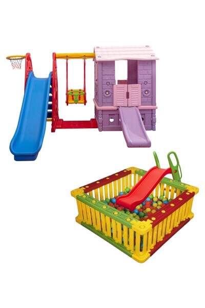 MUPARK Oyun Evi Büyük Set + Top Havuzu Tam Set | Anaokulu & Kreş İçin Eğlenceli Oyun Alanı