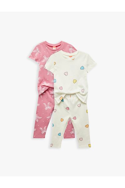Koton Cotton Heart and Bow Printed 2 Piece Leggings and T-Shirt Set
