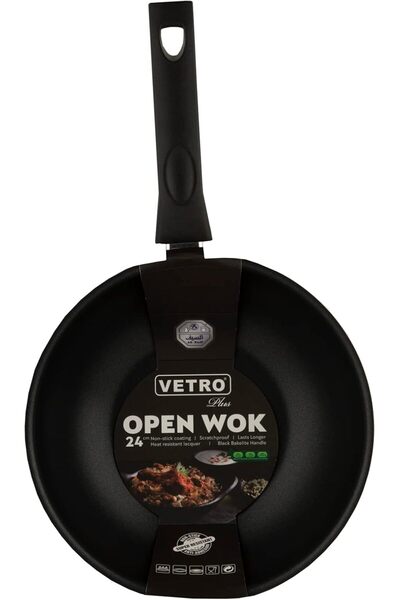 ALSAIF Vetro Open Wok Non Stick (COATING INTERIOR) Size: 26x8cm Color: Black K797008/26/bk