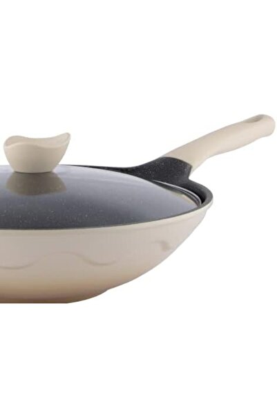 ALSAIF Non-stick Aluminum Frypan With Glass Lid, 32cm, Pearl White - Al Saif