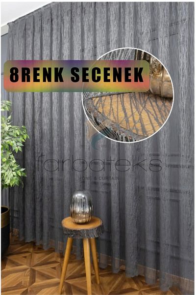 farbateks Anthracite Glass Broken 3 Layers Pleated Tulle Curtain