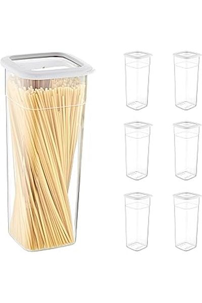 Mu Art Smartware Set of 6 Skali Square Storage Container White 2140 ml - White, Multi-Purpose Storage Container