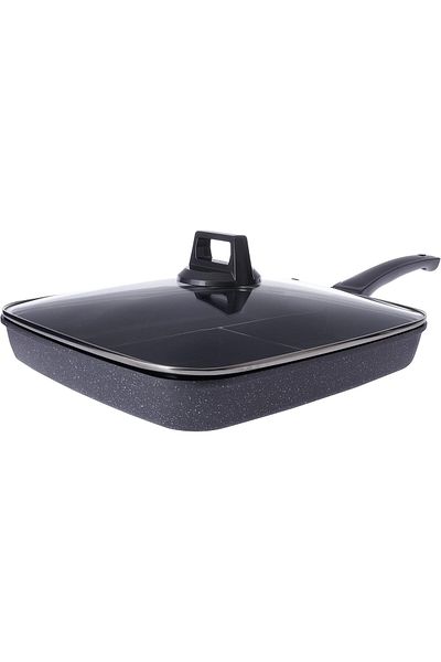 ALSAIF Square Breakfast Pan 3-in-1 By New Life, Marble Gray Color, 32 Cm
