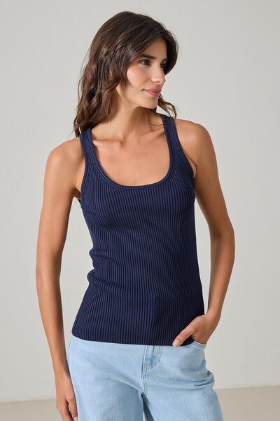 Setre Πλεκτό μπλουζάκι με χοντρό λουράκι σε μπλε ναυτικό χρώμα