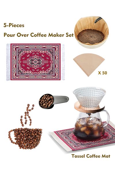Old_Feller V60 Set 5 Piece Coffee Drip Set Pour Over Coffee Maker Set