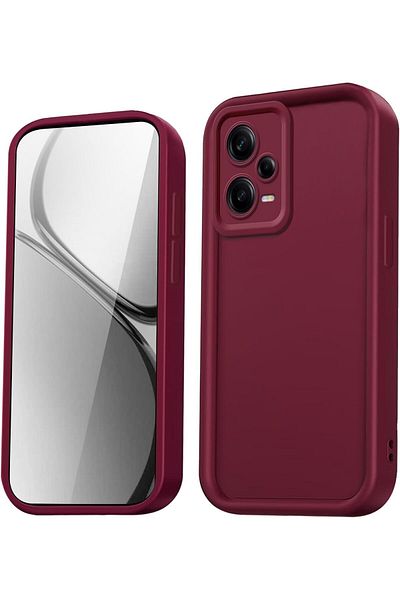 Fibaks Xiaomi Redmi Note 12 Pro 5g Case Camera Protected Soft Textured Shock Absorbing Burgundy Silicone Cover