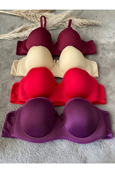 Oyga Women's Unfilled 4 Pack Solid Color Bra Underwear