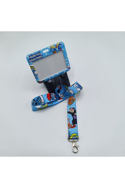 CİCCİBİCCİSHOP Smurfs Sentry Teacher Neck Hanging Rope with Sliding Card Holder