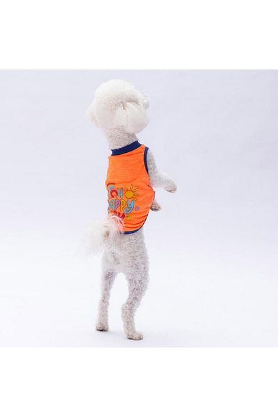 Pawstar Neon Orange Happy Day Cat Dog T-Shirt - Cat Dog Apparel