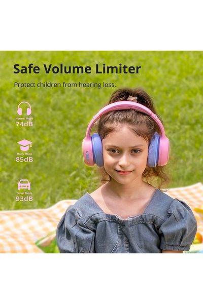 Tronsmart KH03 Kids Noise Cancelling Bluetooth, Safe Volume Control, Wireless Headphones Pink