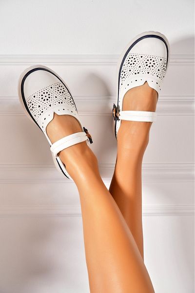 Joana Women's Casual White Shoes Made of Ecological Leather Dearia