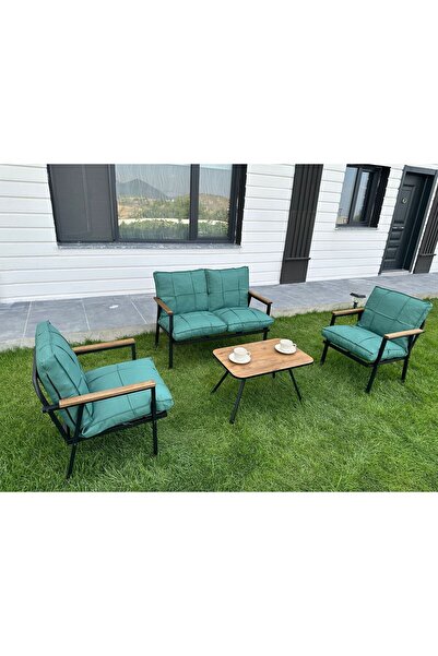 Dekoroom's Duru 2 1 1 Sehpa Hediyeli Balkon Takımı, Bahçe Mobilyası,çay Seti,oturma Grubu, Renk Su Yeşili