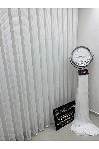 NİVEMESHOME Nivemeshome Hayal 15 Transparent Ecru Tulle Curtain 1/3 Dense Pleated Tulle Curtain