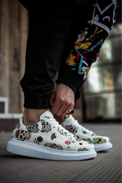 Knack Pantofi casual cu talpă înaltă 044 White Skull