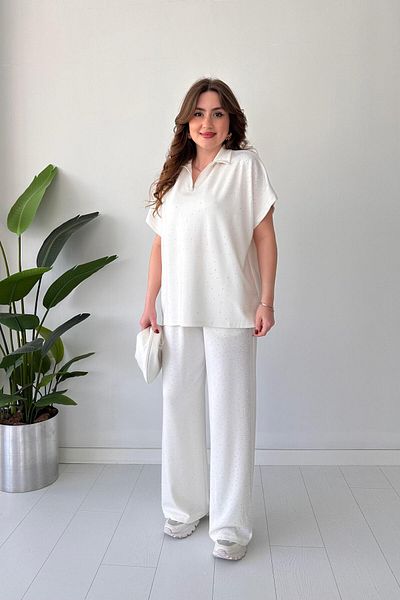 MaziButik Modal White Zipper Stone Suit.