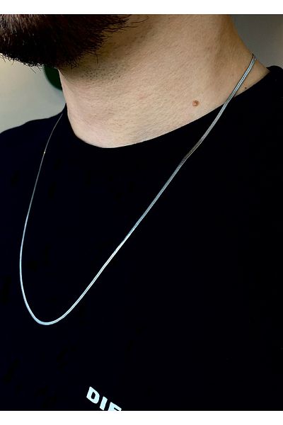 Tixy Pixy 316L Stainless Steel Italian Scrunch Chain Silver Men's Necklace 60 cm