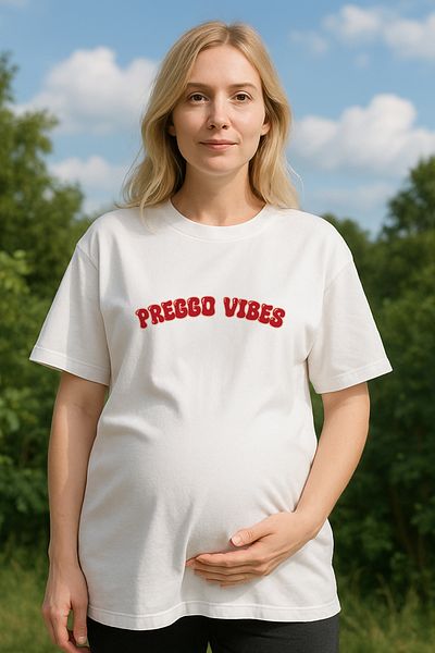 MYADA Γυναικείο μπλουζάκι Preggo - Λευκό, με μανίκια, χαλαρή εφαρμογή
