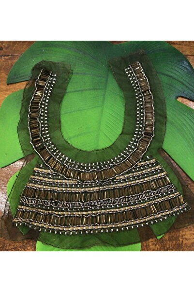 Gönülden Tasarım ETNİK TASARIM SİYAH YAKA DİKİŞ AKSESUARI 32 CM