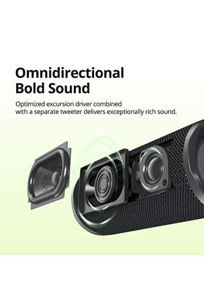 Tronsmart Mirtune C3 Portable Bluetooth Speaker, 24W Stereo Sound, IPX7 Waterproof- Black