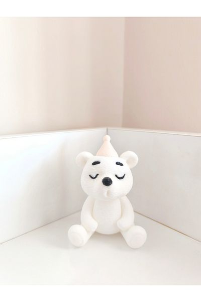 Alwin3d Candle Blowing Cake Top White Cute Teddy Bear Figure