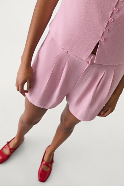 Stradivarius Ketenli dökümlü şort