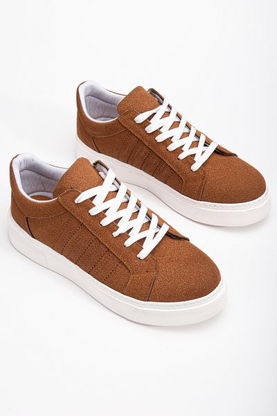 MY GROSS SHOES Men's Daily Tan Suede Lightweight Flexible Stitched Poly Sole Guaranteed Sneakers Sports Shoes