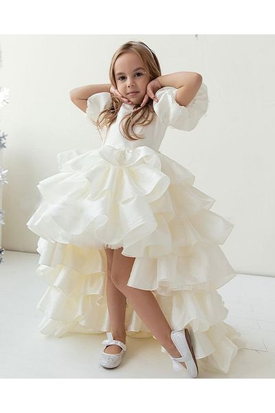 Asel Kids Girl's Satin Ruffled Fold-Out Special Day Dress