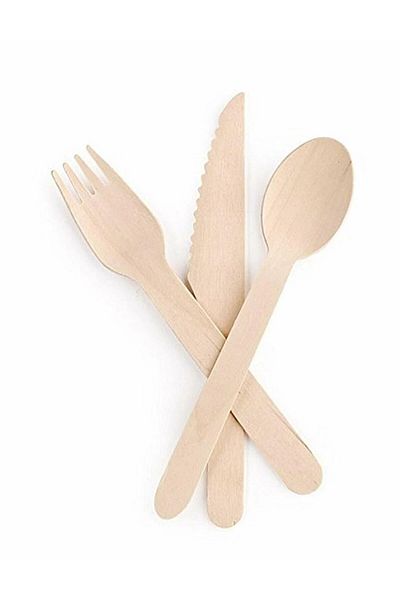 Brons Reusable Wooden Spoon Fork Knife Kitchen Camping Set for 4 People (12 Pieces)