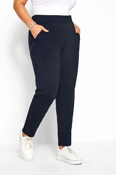 Stil Diva Large Size Pocketed Elastic Waist Lycra Skinny Leg Stretch Trousers103368