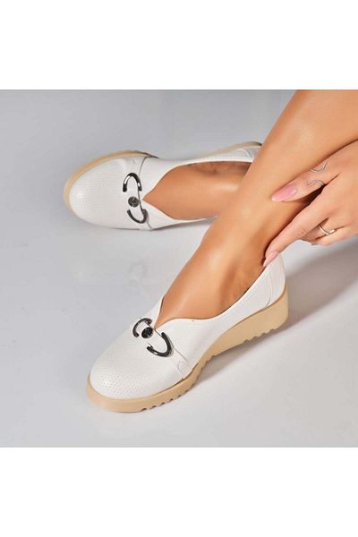 Joana Women's Casual White Shoes Made of Della Ecological Leather