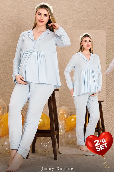 Jenny Daphne Set pijamale de maternitate din țesătură din viscoză 2 piese 33202