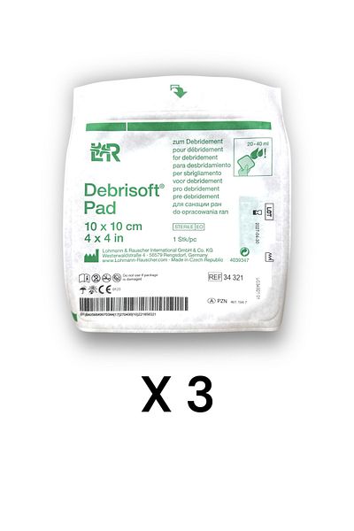 Lohmann & Rauscher وسادة Debrisoft الميكانيكية (YARA) وسادة إزالة الحطام 10 × 10 سم - المرجع 34321 - 3 قطع