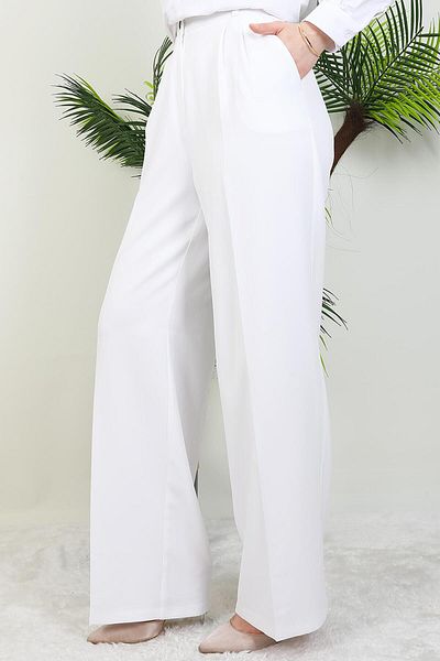 GİYZAMİLA Pantaloni albi Palazzo