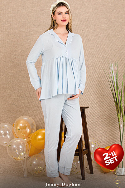 Jenny Daphne Viskon Kumaş 2li Dantelli Hamile Pijama Takımı 33204